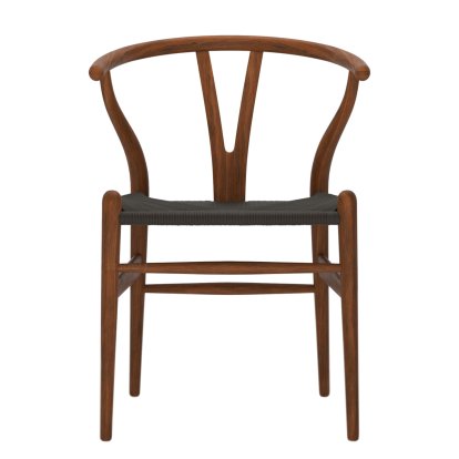 CH24 Wishbone Chair, Nussbaum geölt, Geflecht schwarz