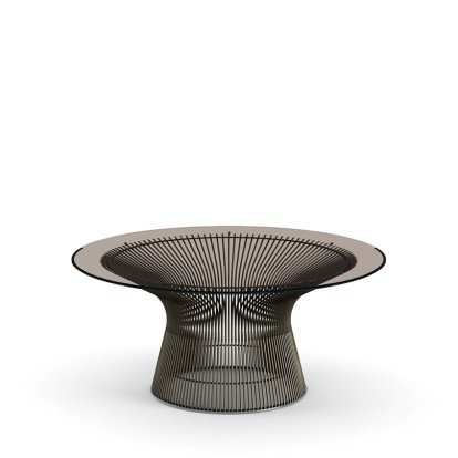 Platner Couchtisch, klein (Durchmesser 91,5 cm), Bronze, metallic, Bronziertes Glas