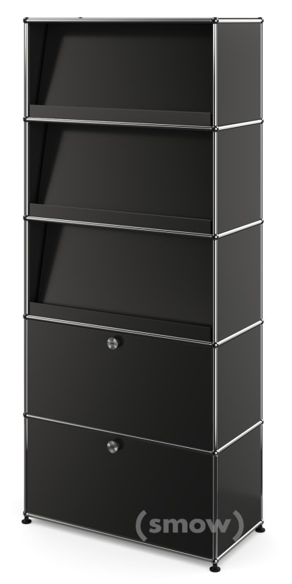 USM Haller Aktenregal mit 3 Schrägtablaren, Graphitschwarz RAL 9011