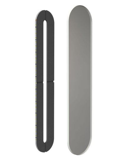 Unu Spiegel mit LED Beleuchtung oval (Set), H 180 x B 40 cm, Weiß matt