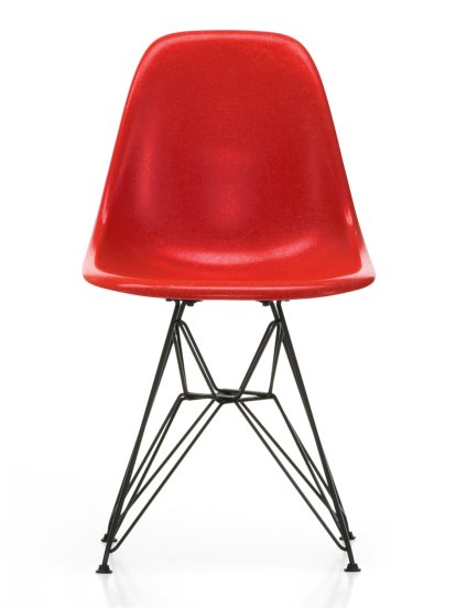 Eames Fiberglass Chair DSR, Eames classic red, Pulverbeschichtet basic dark glatt