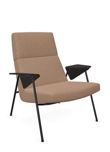 Votteler Chair Niedriger Rücken|Stoff Gaia quartz|Matt-pulverbeschichtet schwarz|Eiche geflammt